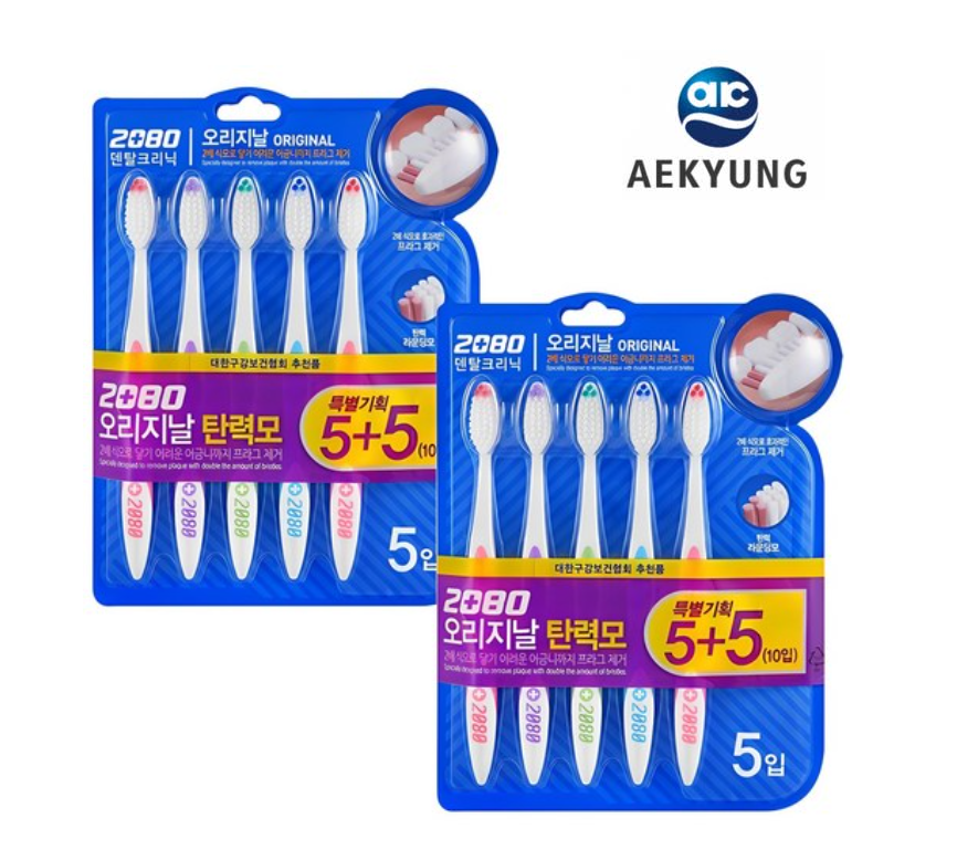 [Aekyung] 2080 Toothbrush Elastic Hair 120g 5+5 (2080 오리지날 칫솔 탄력모)