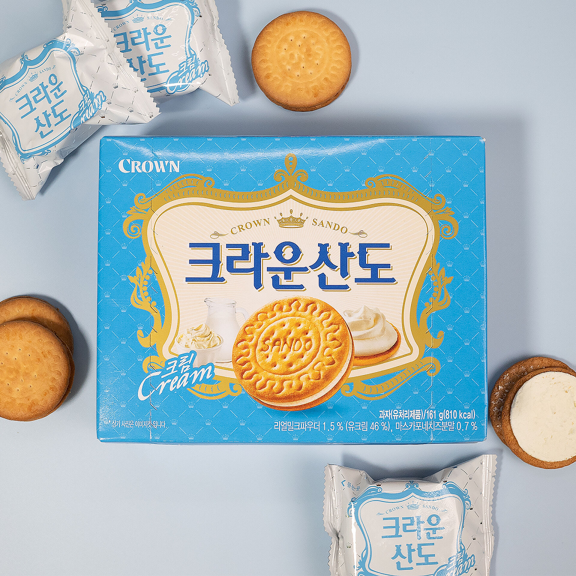 [Crown] Sando Strawberry / Cream Cookies 161g / 323g 크라운 산도 딸기 / 스윗밀크