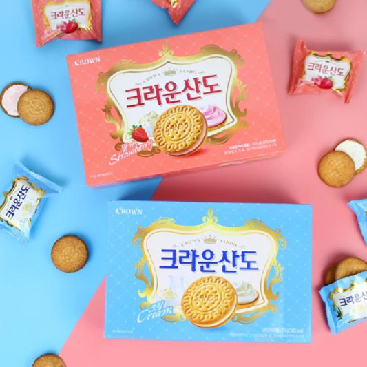 [Crown] Sando Strawberry / Cream Cookies 161g / 323g 크라운 산도 딸기 / 스윗밀크