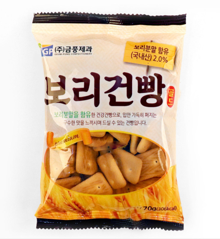 Geum Pung Confectionery Barley Biscuits 70g 금풍 보리 건빵 골드