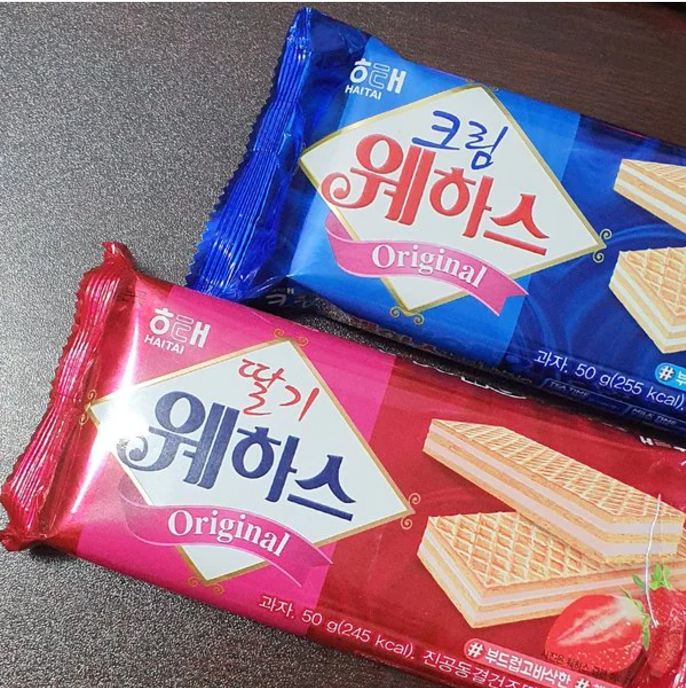 [Haitai] Wafer Biscuit (Cream /  Strawberry) 50g 해태 웨하스  딸기,크림