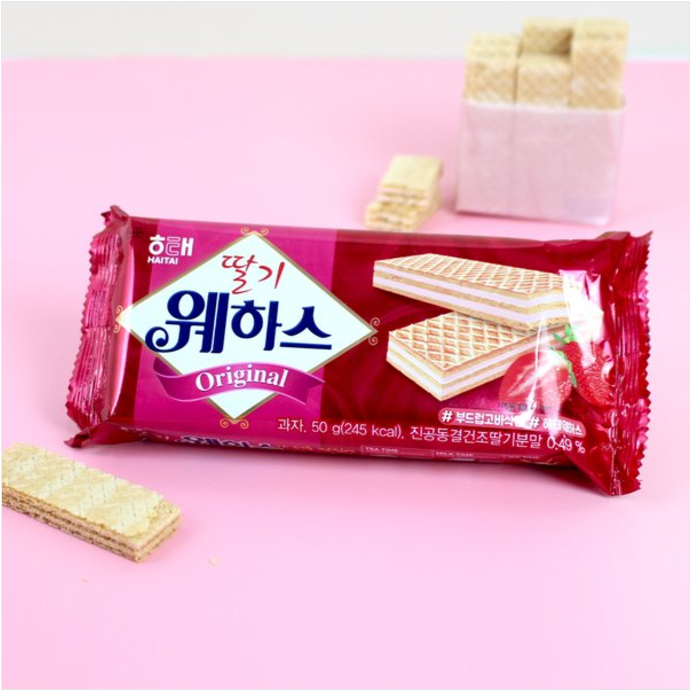 [Haitai] Wafer Biscuit (Cream /  Strawberry) 50g 해태 웨하스  딸기,크림