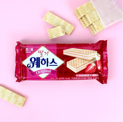 [Haitai] Wafer Biscuit (Cream /  Strawberry) 50g 해태 웨하스  딸기,크림