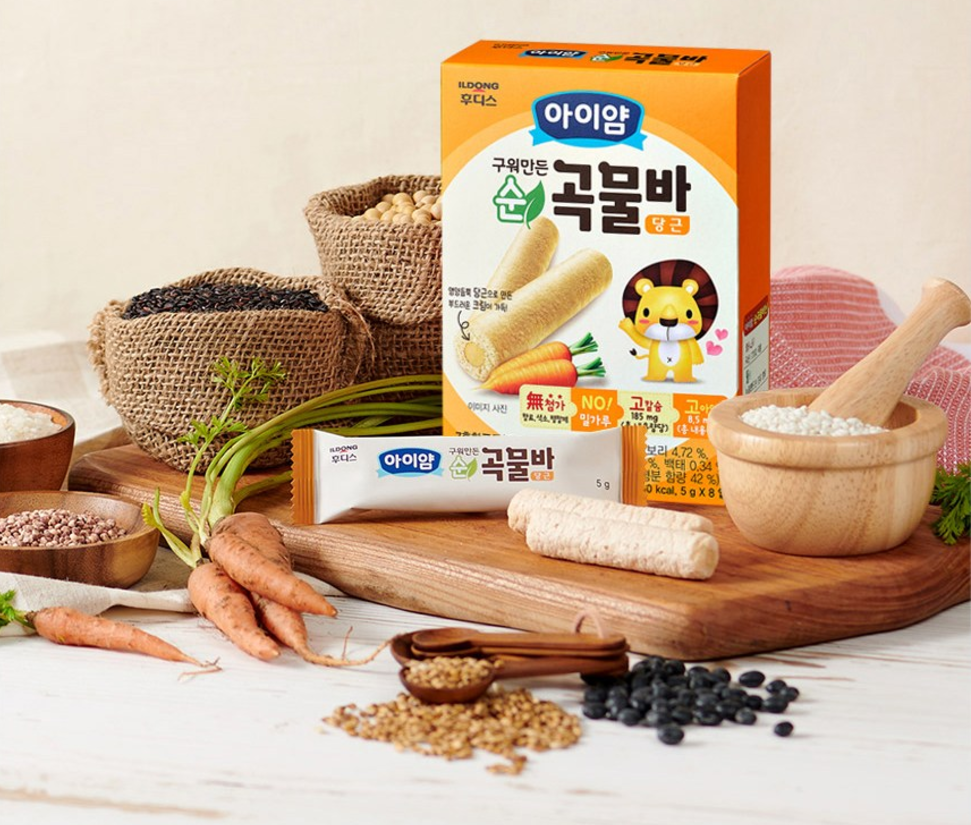 [Ildong Foodis] Baby & Kids Grain Bars (Banana/Cheese/Carrot) 40g 아이얌 구워만든 순곡물바