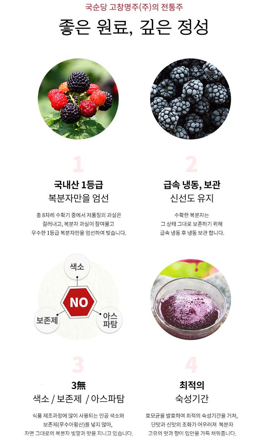 [Kooksoondang] Raspberry Rice Wine 360ml 자연담은복분자막걸리