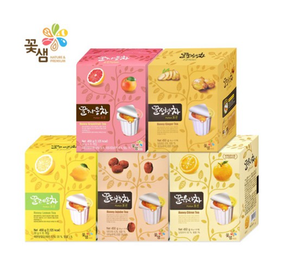 Kotsam Honey Flavors Tea 30gx15P 꽃샘 꿀유자 +꿀대추 +꿀생강 +꿀레몬 +꿀자몽