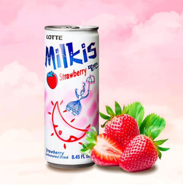 [Lotte] Milkis Drink Yogurt, Strawberry & Melon 250ml 밀키스