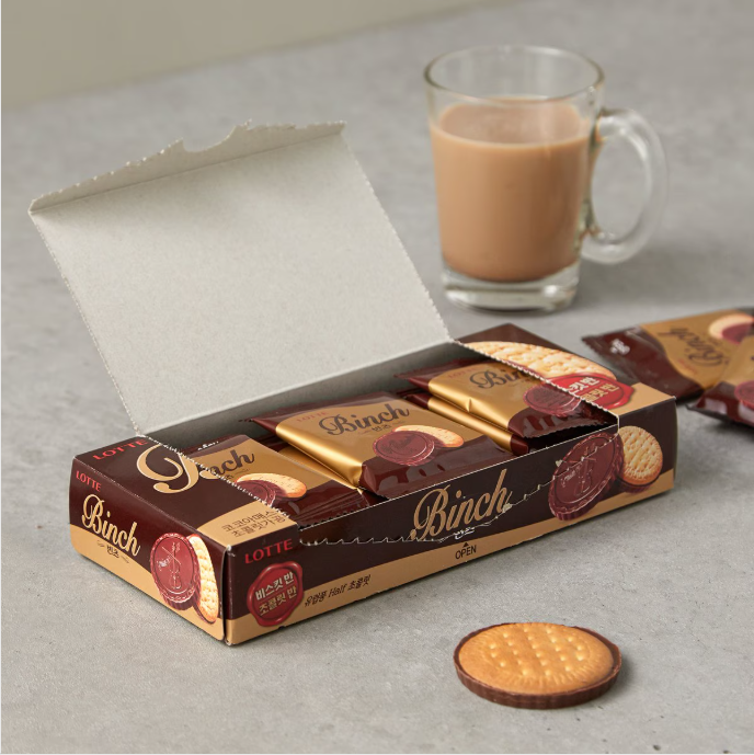 [Lotte] Binch Crispy Biscuit Covered with chocolate 102g  롯데 빈츠