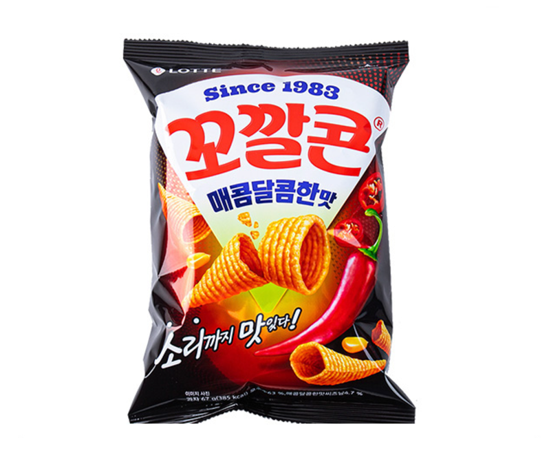 [Lotte] Kokkal Corn Snack (Original, Spicy Sweet & Grilled) 72g 꼬깔콘 고소한맛, 군옥수수맛, 매콤달콤한맛