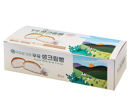 [MorningSmile] Fresh Milk Real Cream Bread 65g x 6P 아침미소목장 우유 생크림 빵 6p (냉동)