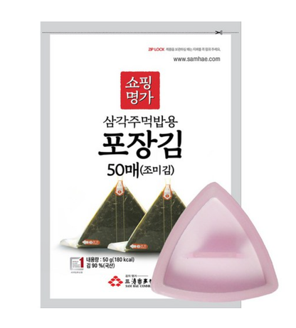 [Samhae] Triangular Roasted Seaweed (50 Sheets)  명가김 삼각김밥, 50매(무조미김)