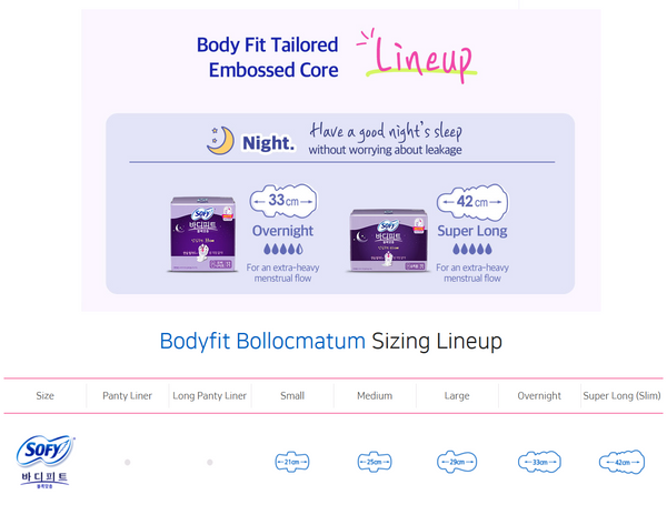 Sofy Bodyfit Bollocmatum Super Long Sanitary Pad 42cm  바디피트 볼록맞춤 안심숙면, 슈퍼롱