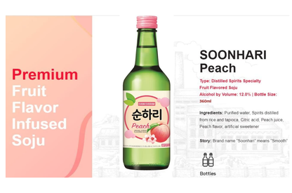 [Lotte] Liquor Chum Churum Peach Soju 360ml / 12% 순하리 복숭아 (소주)