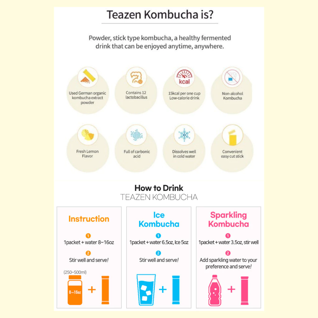 [Teazen] Kombucha Probiotics and prebiotics for digestive support 5gx10T 티젠 콤부차