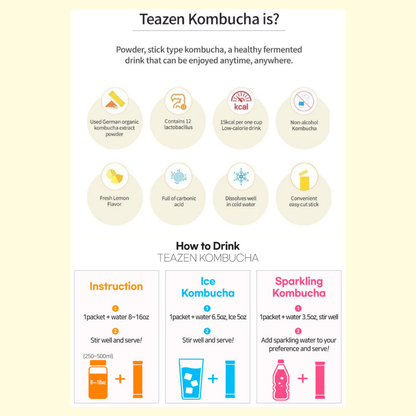 [Teazen] Kombucha Probiotics and prebiotics for digestive support 5gx10T 티젠 콤부차