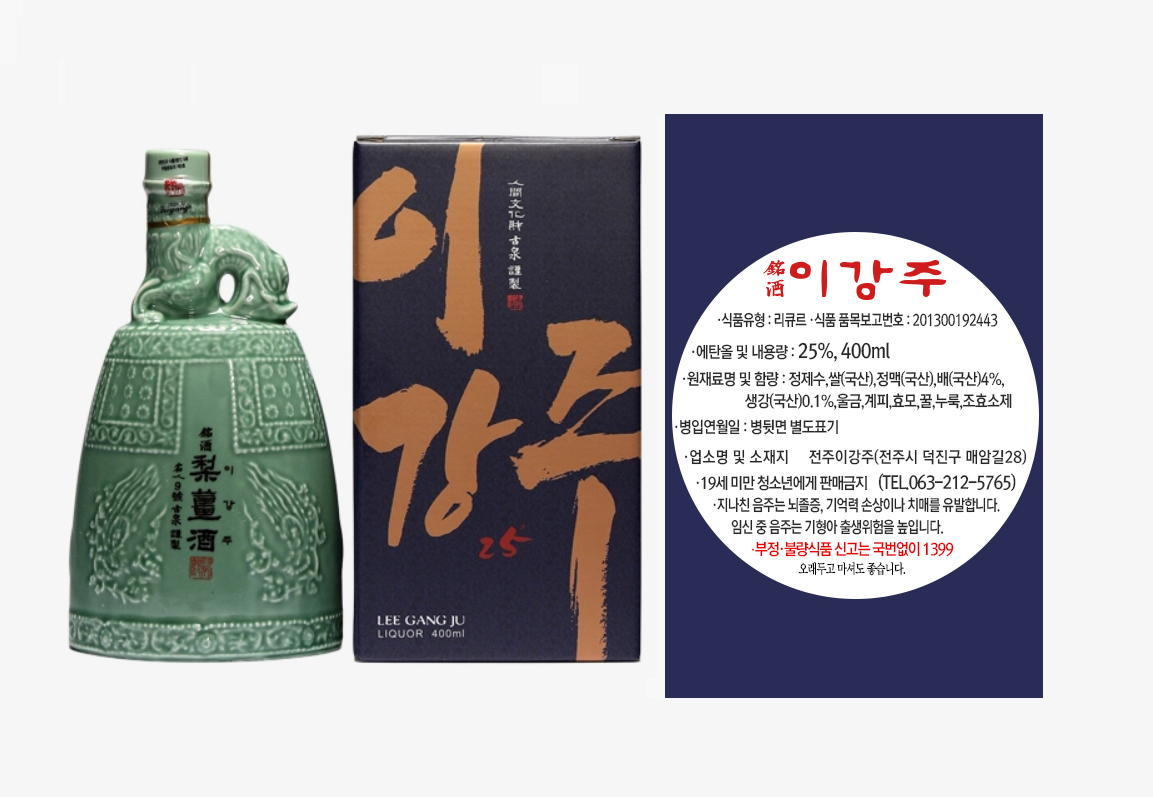 Korean Traditional Rice Wine Leegangju No 1 Liquor 400ml / 25% 이강주 1호