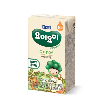 [Maeil] Organic Vegetable Fruit Juice (Veg,Carrot,Apple) 125ml x 4 packs 요미요미 유기농 주스