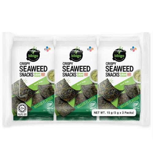 [Bibigo] Crispy Seaweed Snacks Wasabi 5gx3x12  비비고 와사비맛김